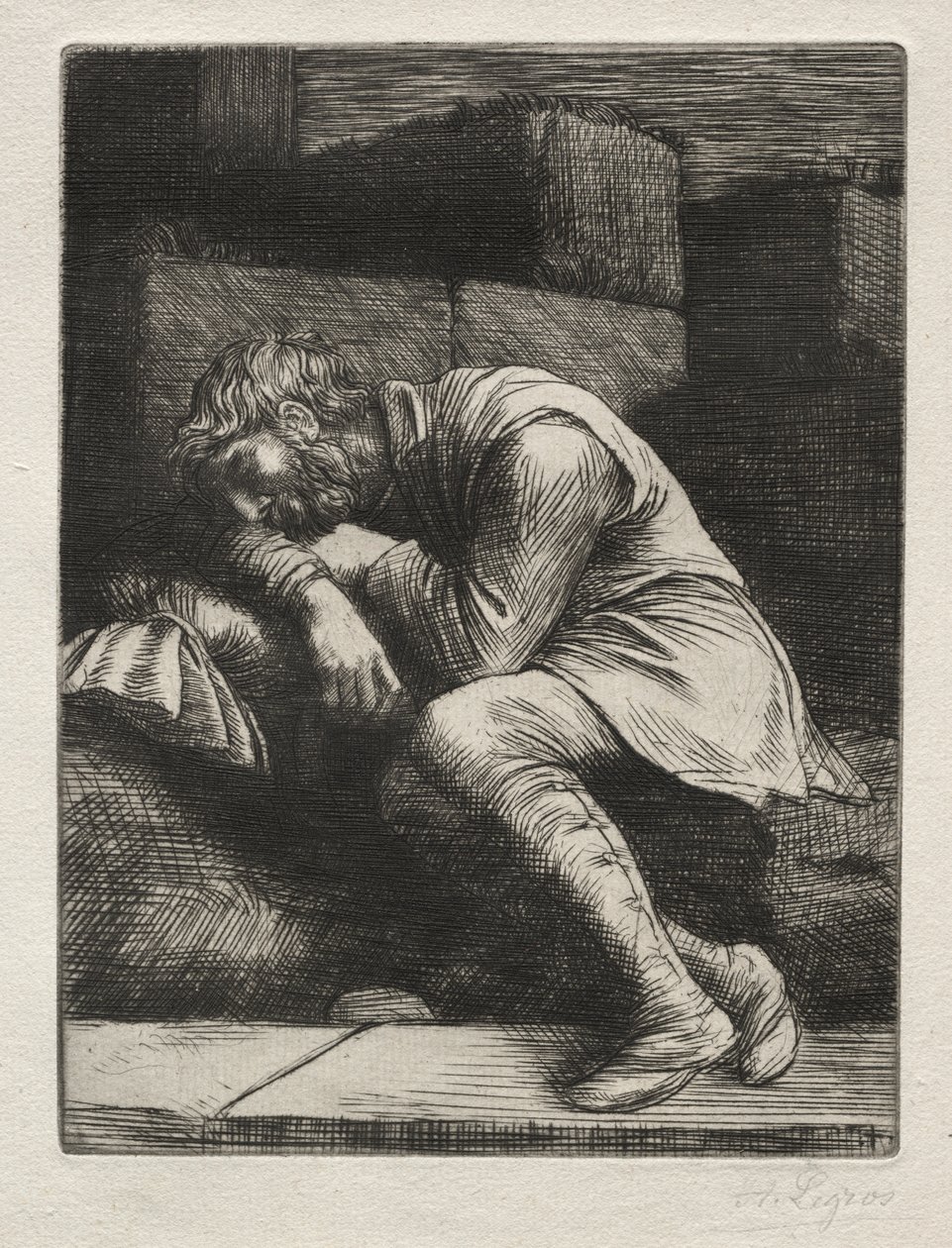 Nukkuva kerjäläinen tekijältä Alphonse Legros