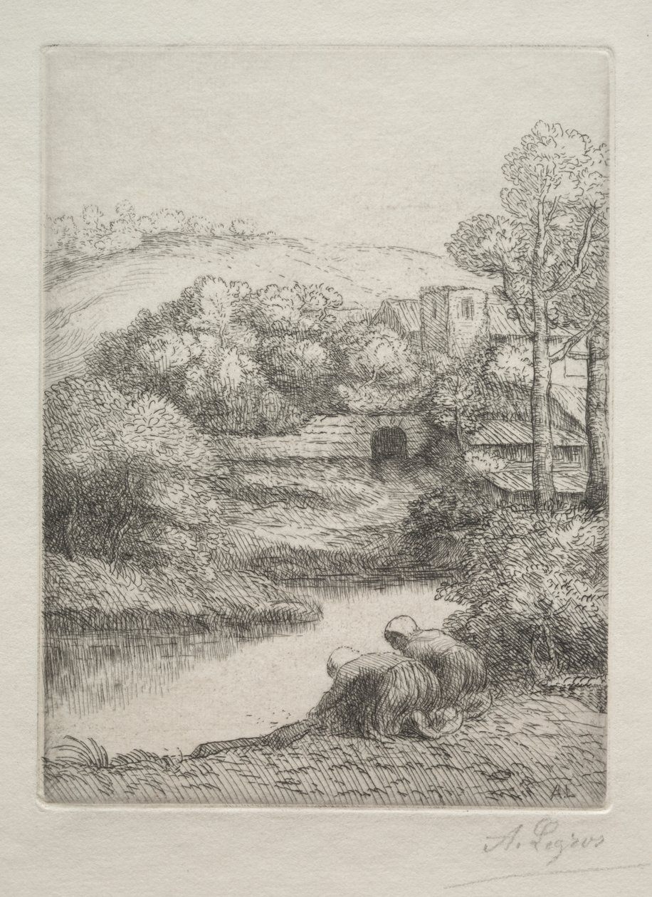 Pesupaikka, nimeltään The Washerwomen (Le Lavoir, Dite "Les Laveuses") tekijältä Alphonse Legros
