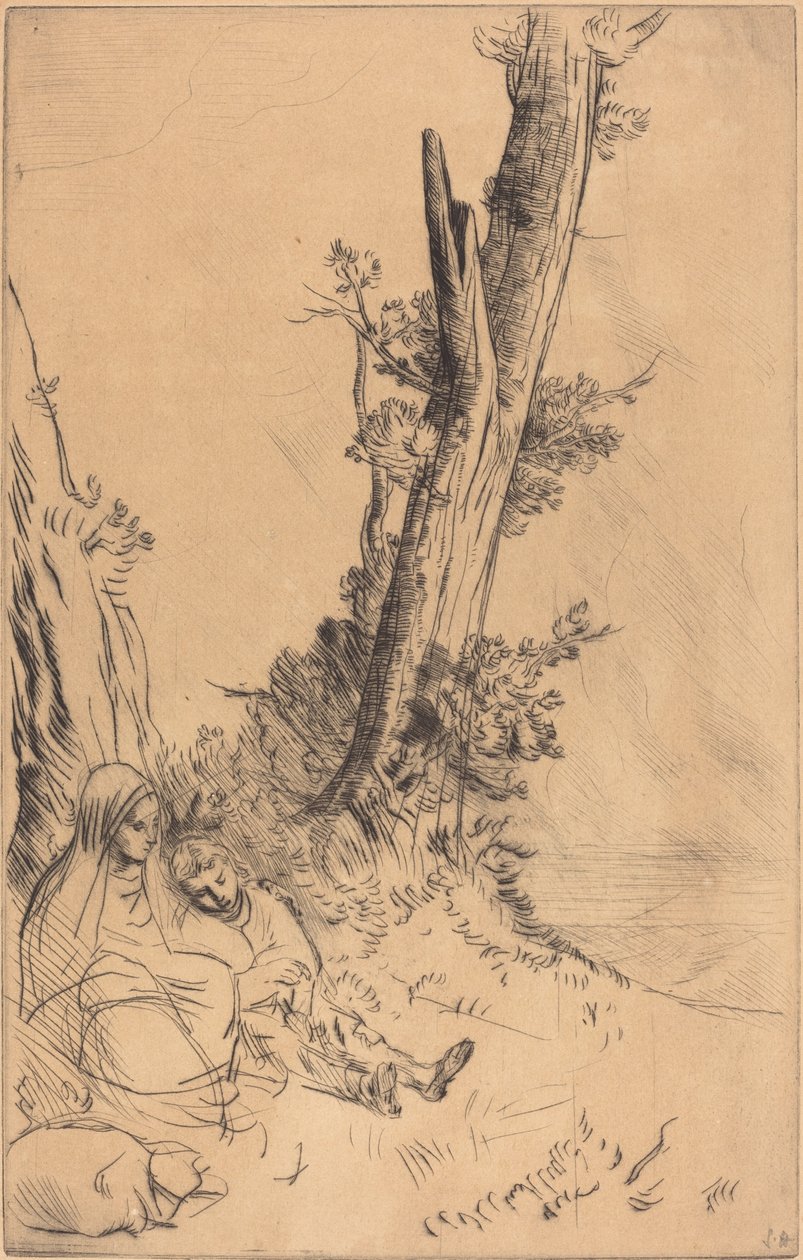 Matkailijat lepäävät tekijältä Alphonse Legros
