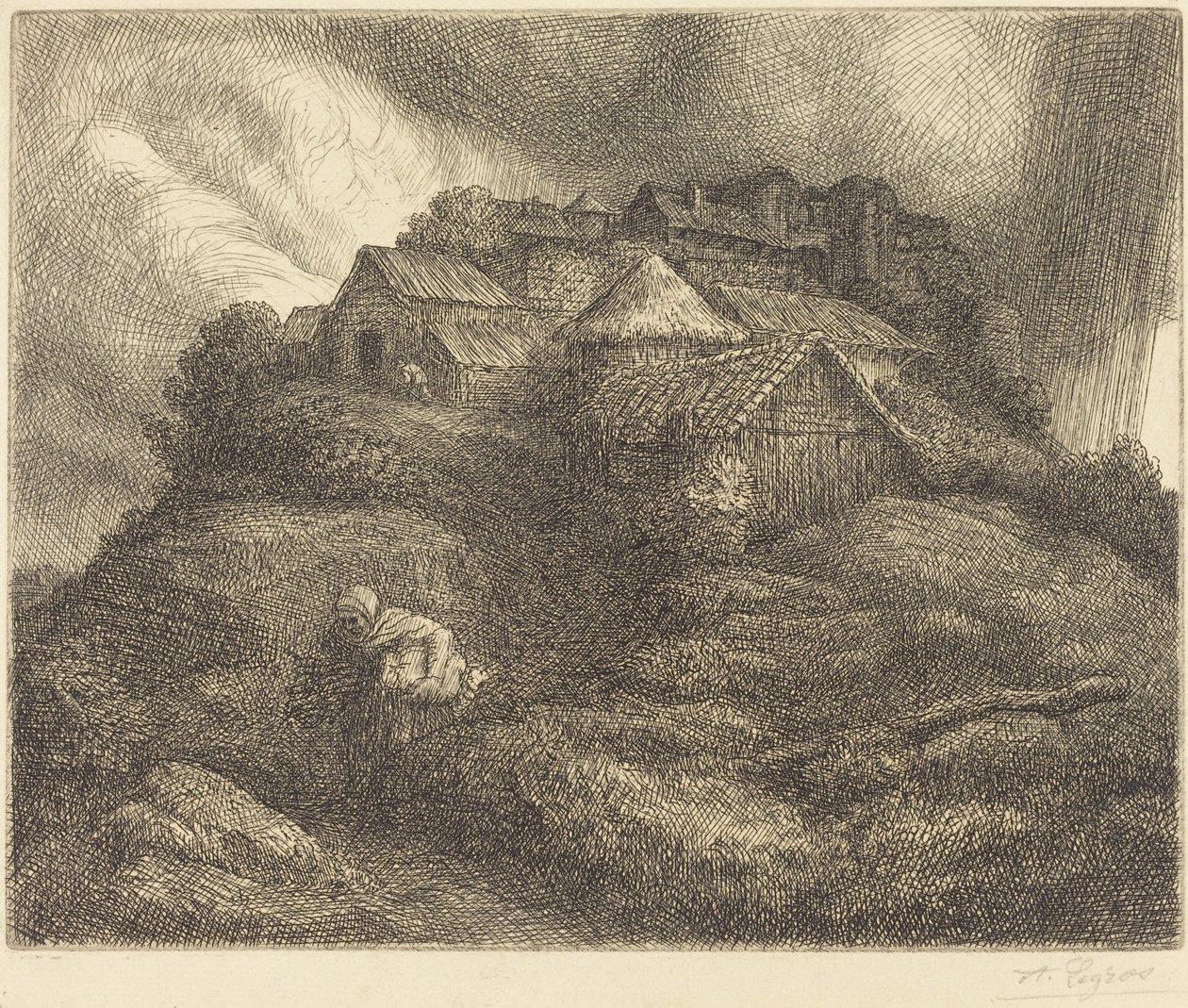 Saint-Pierren kylä myrskyn aikana tekijältä Alphonse Legros