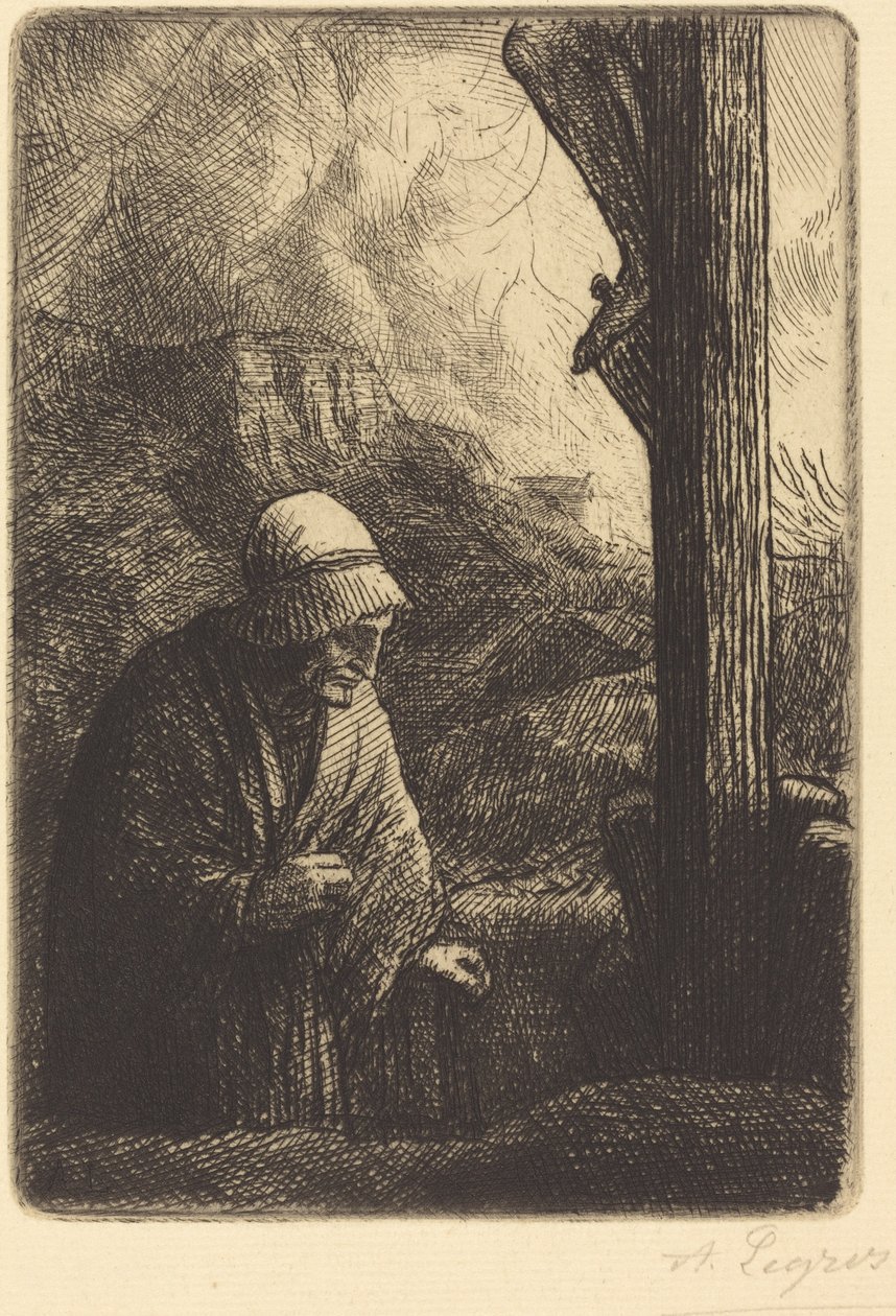 Nainen ristin juurella (Femme au calvaire) tekijältä Alphonse Legros