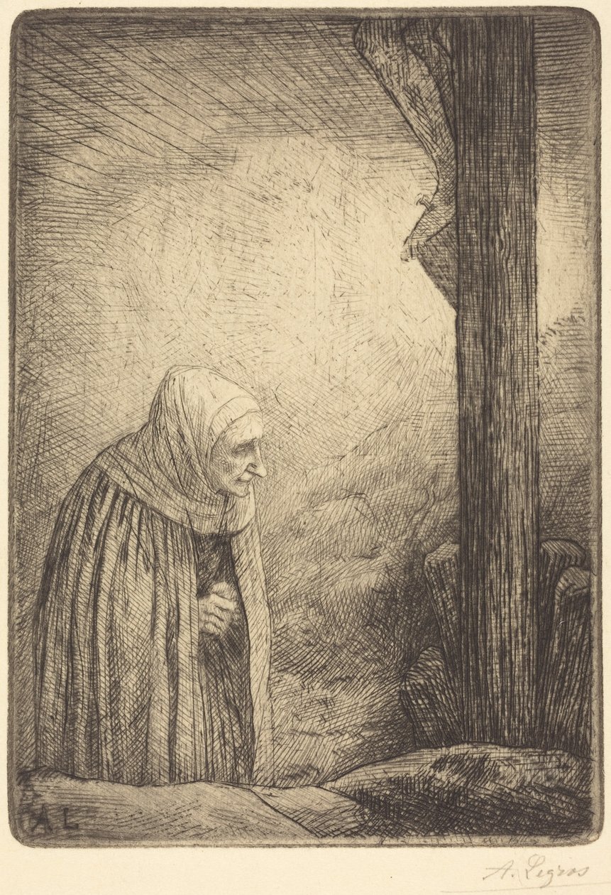 Nainen ristin juurella (Femme au calvaire) tekijältä Alphonse Legros