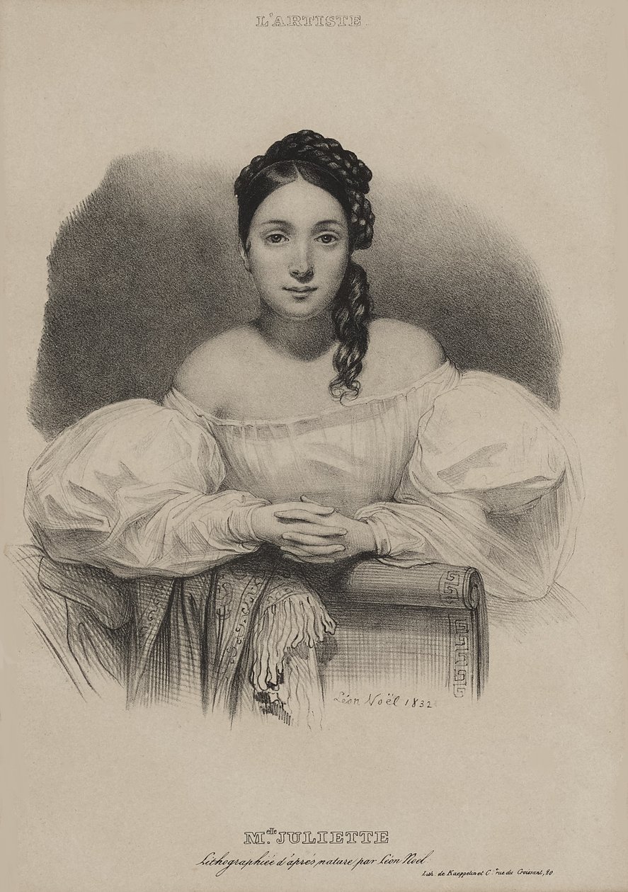 Mademoiselle Juliette Drouetin muotokuva. tekijältä Alphonse Leon Noel