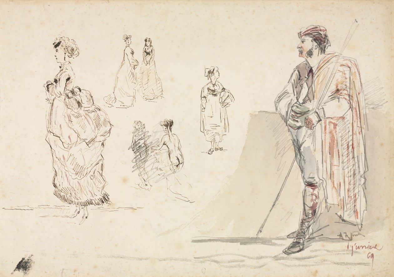 Figuurien luonnokset tekijältä Alphonse Marie Adolphe de Neuville