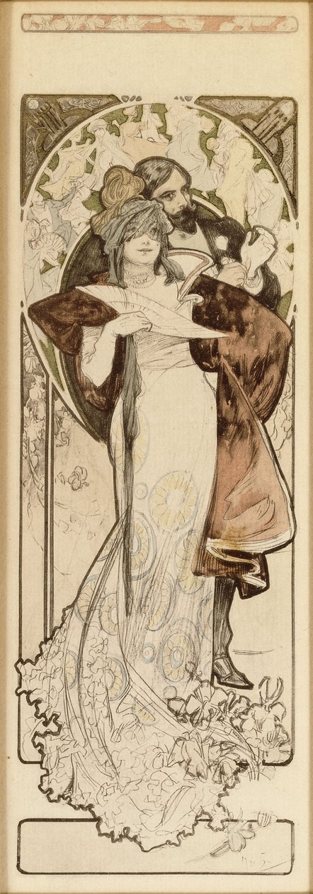 Malli litografialle "Ohjelma 27. lokakuuta 1900", n. 1900 tekijältä Alphonse Mucha