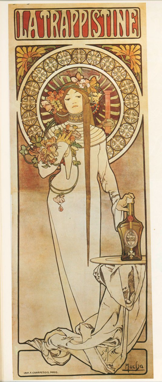 Alphonse Mucha: (litografia): La Trappistine ... tekijältä Alphonse Marie Mucha