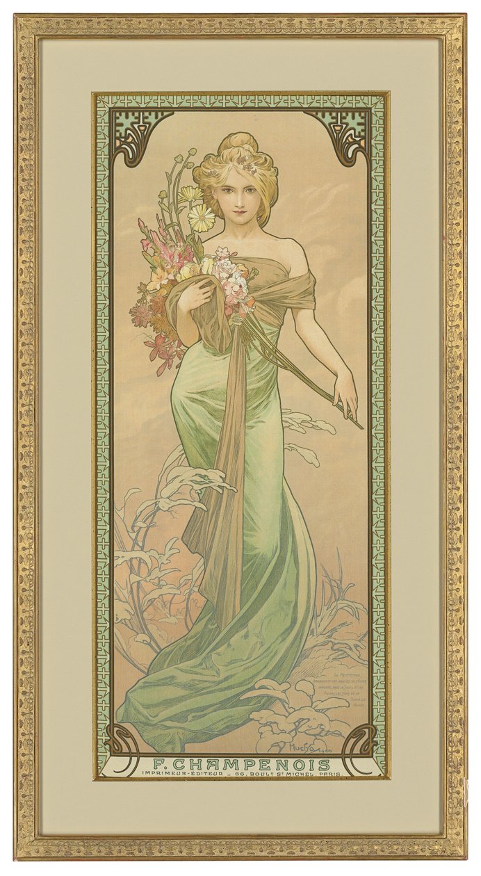 Neljä vuodenaikaa: Kevät, 1900 tekijältä Alphonse Mucha