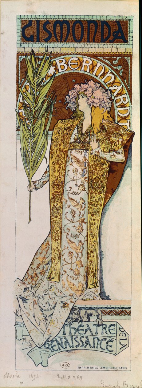 Gismonda näyttelijä Sarah Bernhardtin kanssa ... tekijältä Alphonse Marie Mucha