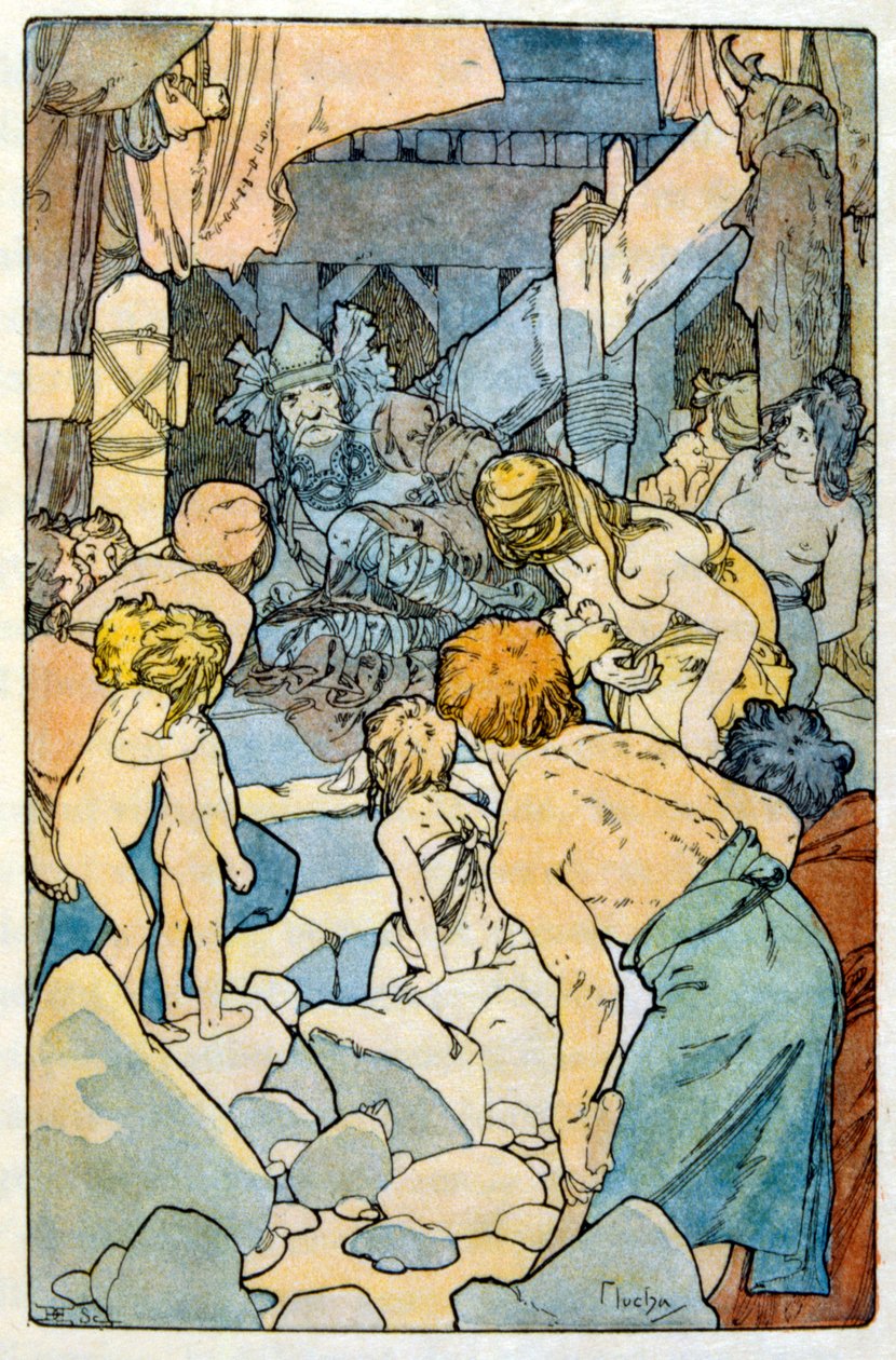 Alphonse Muchan kuvitus ranskalaisen kirjailijan Anatole Francen teoksesta "Clio". 1900. Mucha (1860 – 1939). oli tšekkiläinen jugendmaalari tekijältä Alphonse Mucha