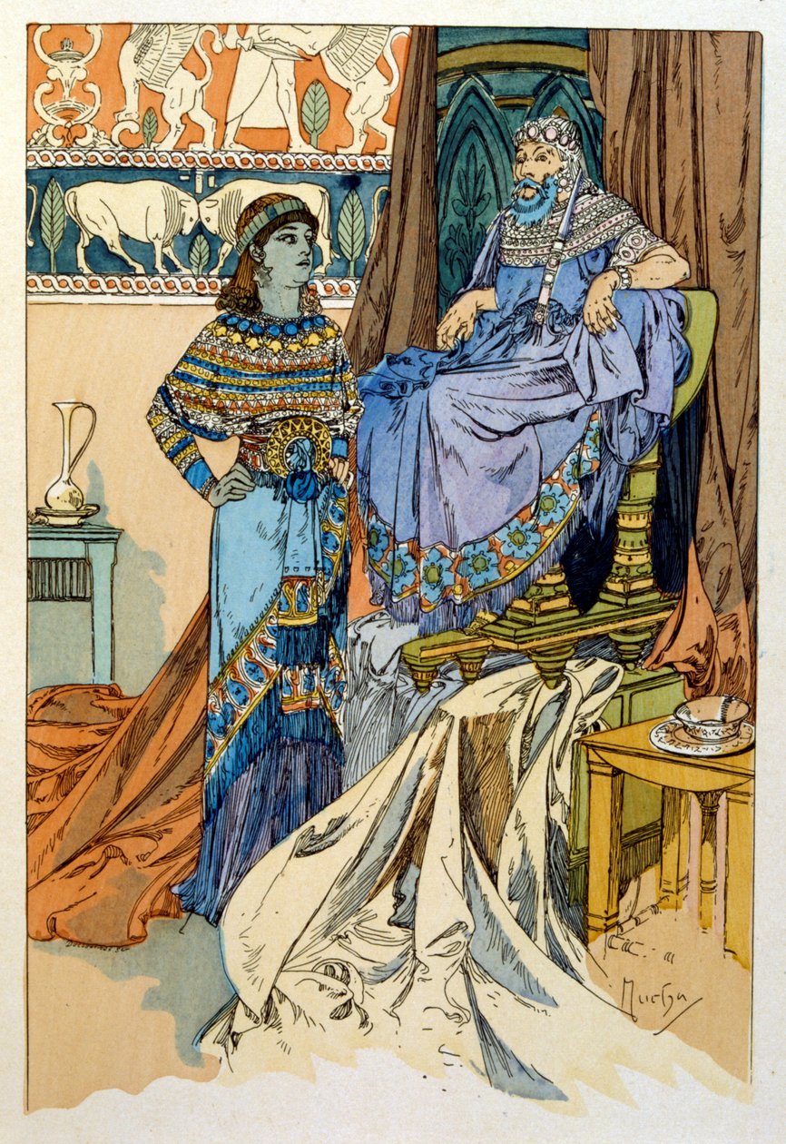 Alphonse Muchan kuvitus Paul Verolan "Rama" runosta kolmessa näytöksessä. noin 1898. Mucha (1860 1939). oli tšekkiläinen jugendmaalari tekijältä Alphonse Marie Mucha