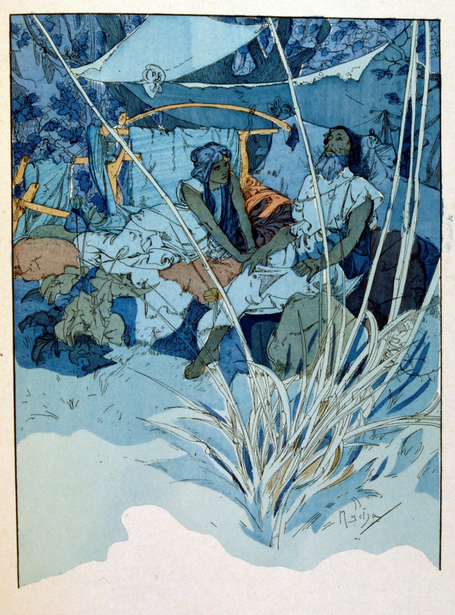 Alphonse Muchan kuvitus Paul Verolan kolmessa näytöksessä olevasta "Ramasta" runosta. noin 1898. Mucha (1860-1939). oli tšekkiläinen jugendmaalari tekijältä Alphonse Mucha