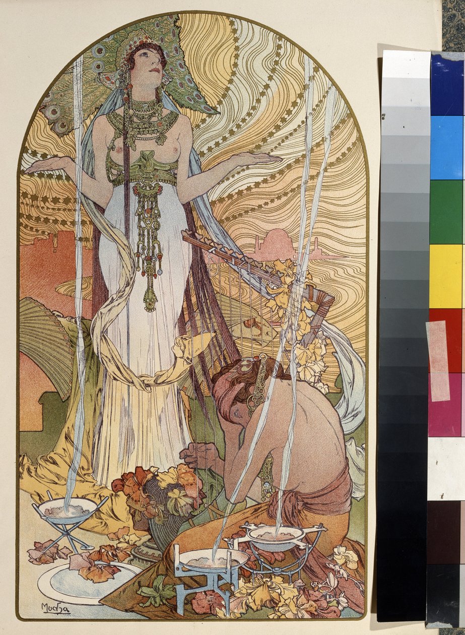 Il·lustració de Salambo (Salammbo) de Gustave Flaubert (1821-1880). Oeuvre de Alfonse Maria Mucha (Alphonse Marie Muchafinnish tekijältä Alphonse Marie Mucha