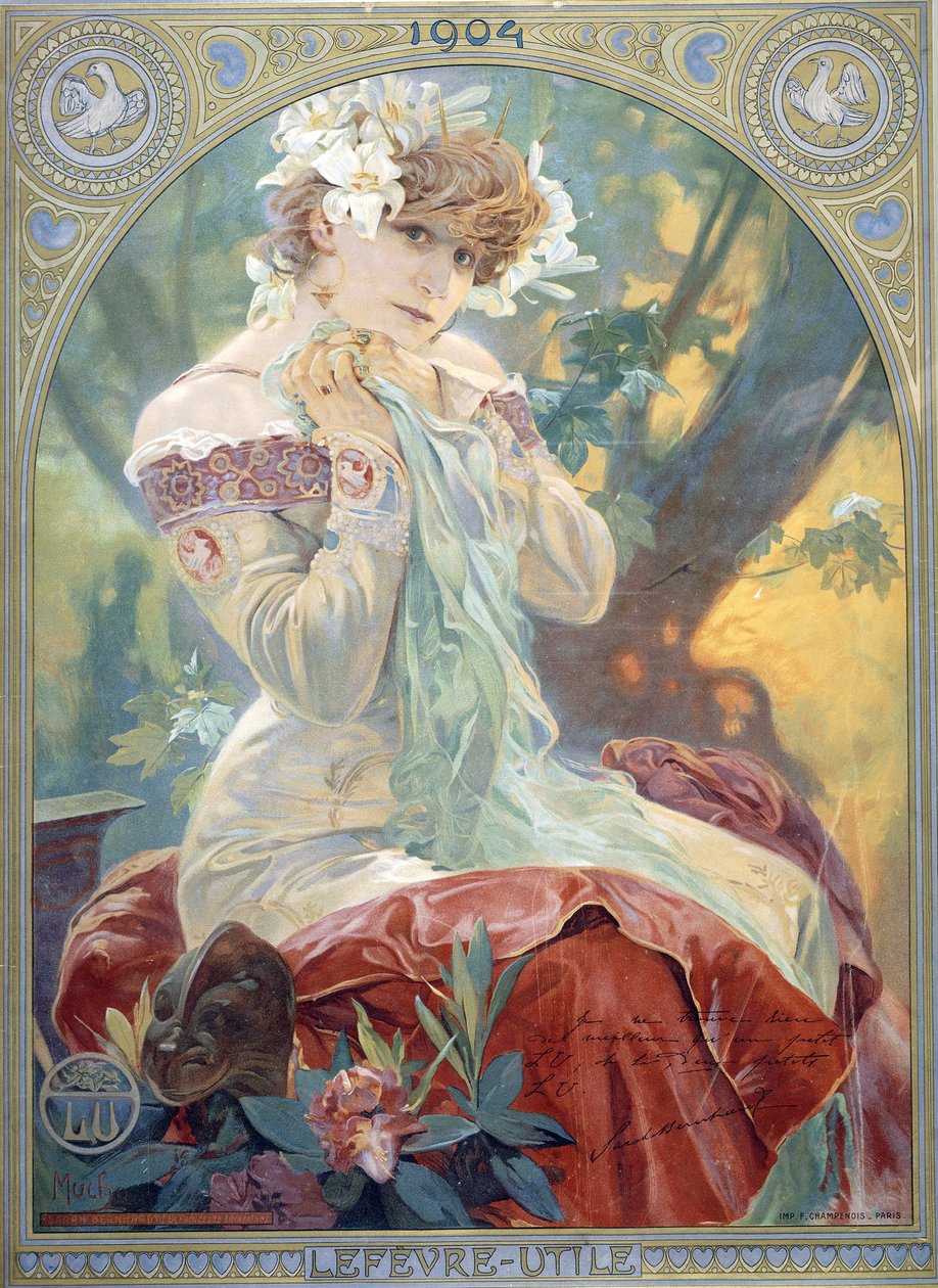 Sarah Bernhardt Prinsessa Lointainen roolissa, 1904 tekijältä Alphonse Mucha