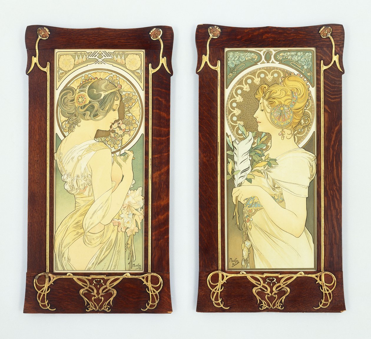 Primrose ja sulka; Kevät ja sulka, 1899 tekijältä Alphonse Mucha