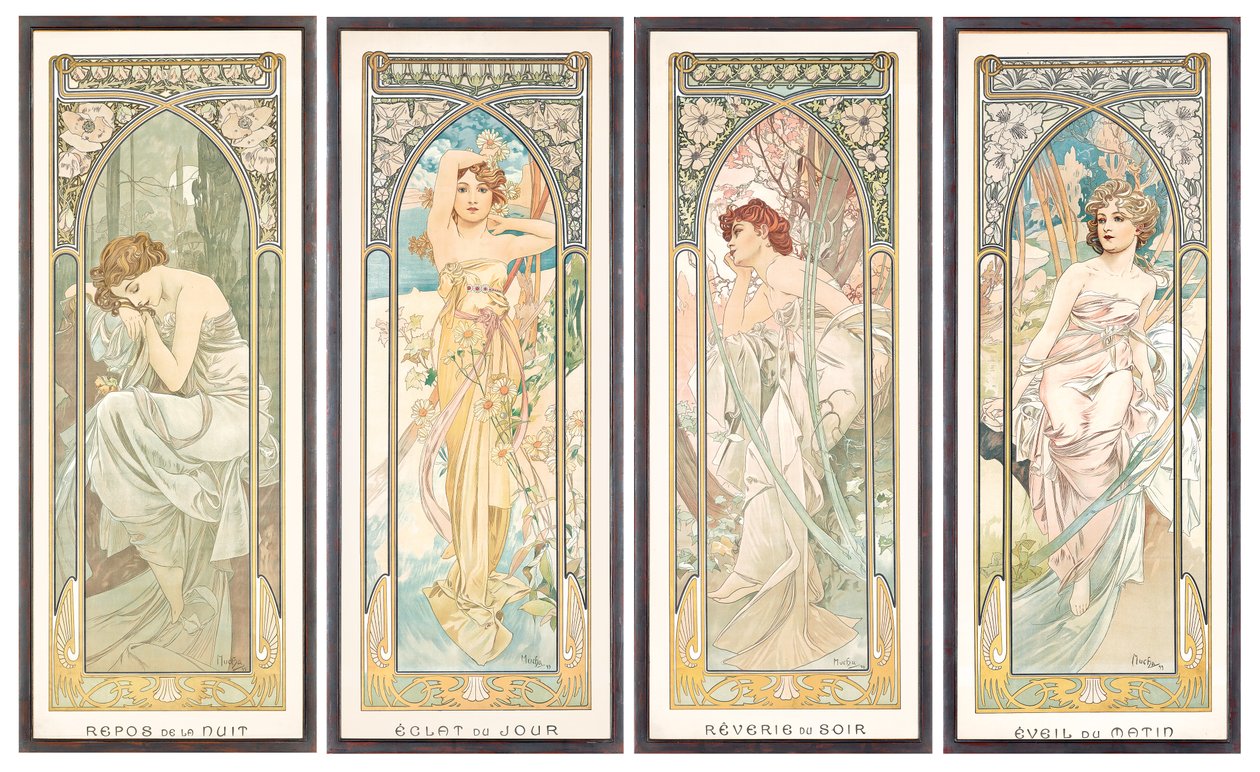 Päivän ajat; Päivän tunnit tekijältä Alphonse Mucha