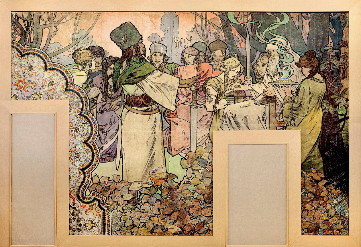 Seinämaalaus Exposition Universelle of 1900 -näyttelyyn - Peinture de Afons Marie Mucha (1860-1939) tekijältä Alphonse Mucha