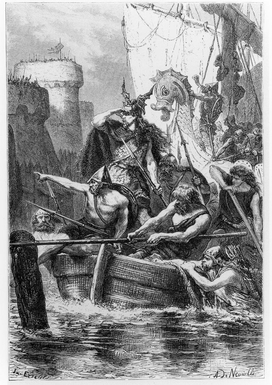 Pariisia piirittävät skandinaaviset veneet, Francois Guizotin (1787-1874) "L
