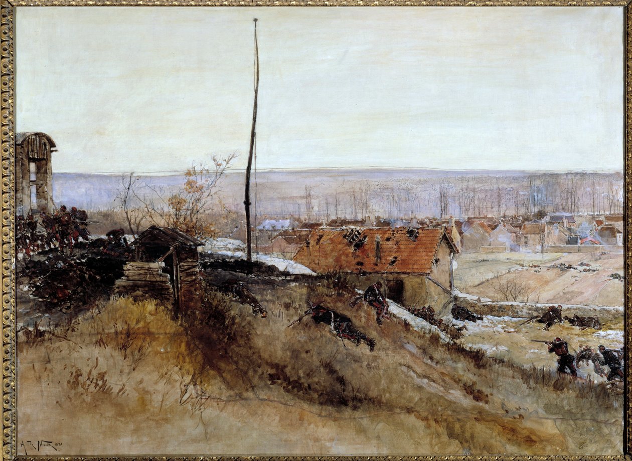 Sota 1870 - 1871: "" Platriere de Champignyn kalkkiuunin hyökkäys 2. joulukuuta tekijältä Alphonse Marie de Neuville