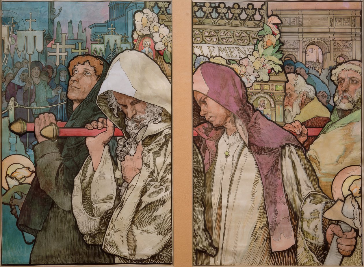 A. Mucha, Pyhän Vituksen ikkuna Prahassa / pahvi 1931 tekijältä Alphonse Mucha