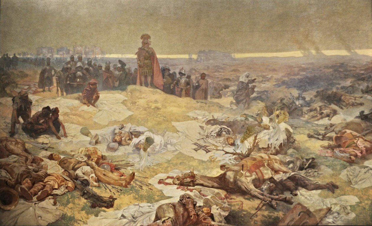 Grunwaldin taistelun jälkeen. Pohjoisslaavien solidaarisuus Sykli Slaavien eepos tekijältä Alphonse Mucha