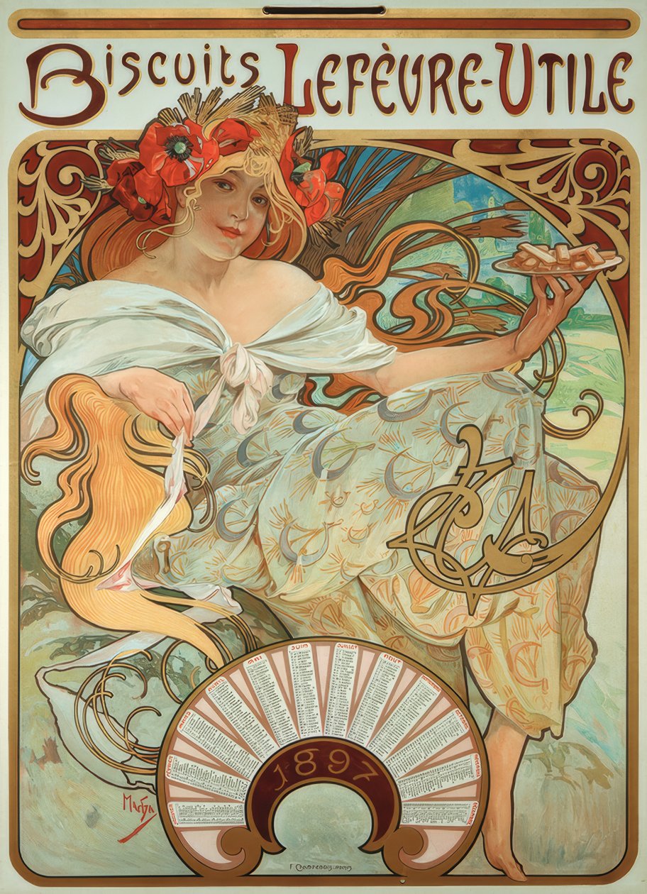 Lefèvre-Utile-keksejä tekijältä Alphonse Mucha