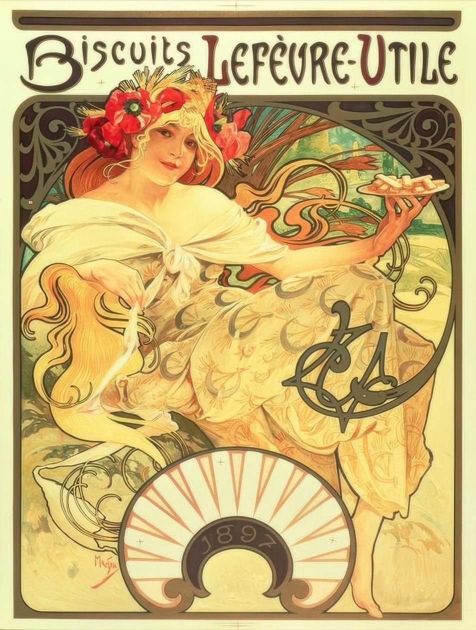 Keksit Lefèvre-Utile tekijältä Alphonse Mucha