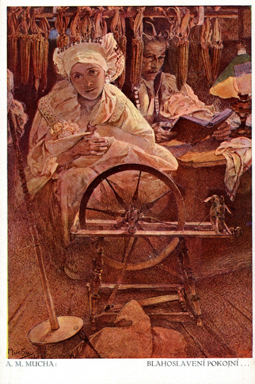 "Autuaita ovat sävyisät, sillä he saavat periä maan", 1906 tekijältä Alphonse Mucha