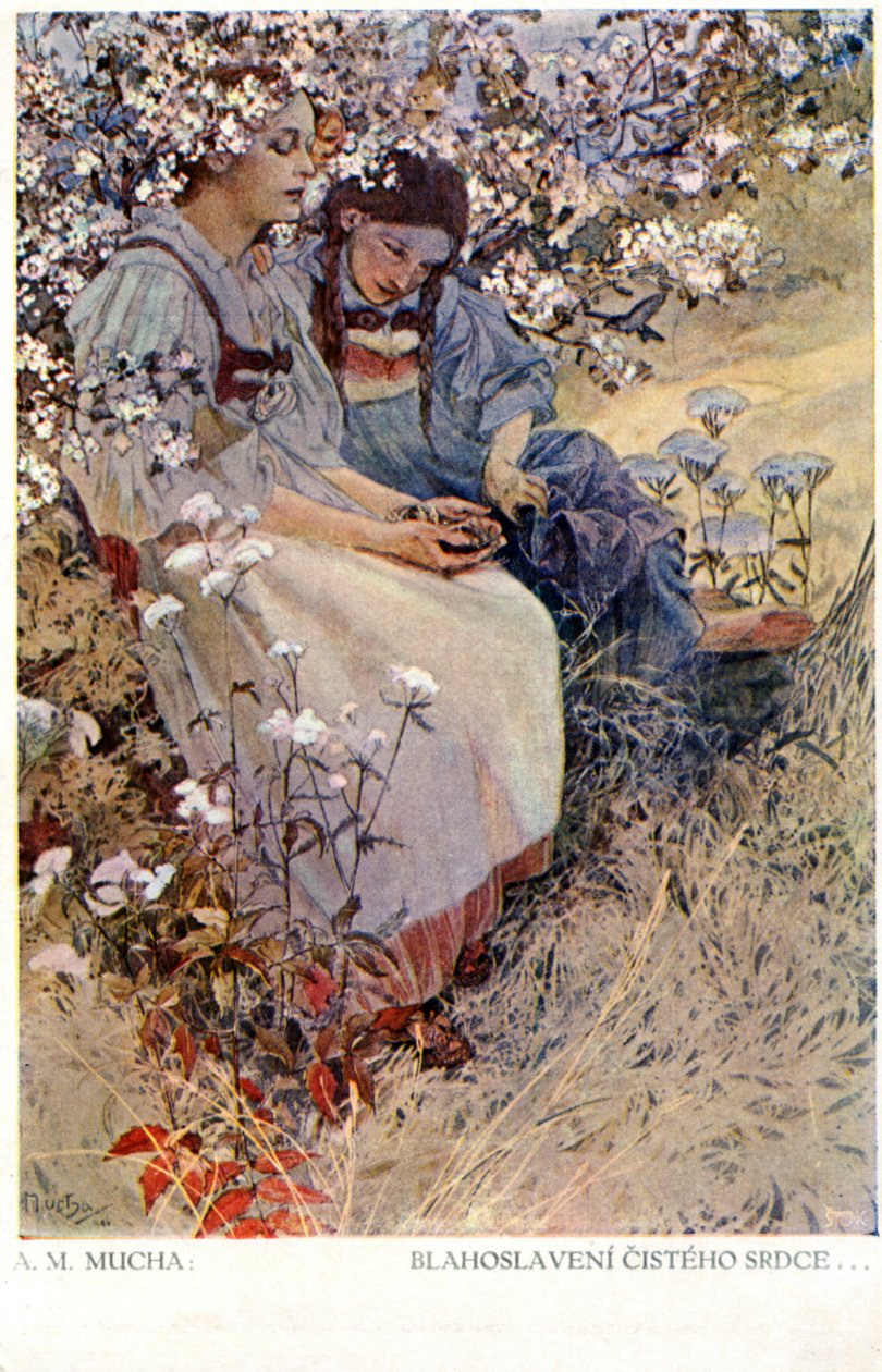 "Autuaita ovat puhdassydämiset, sillä he saavat nähdä Jumalan", 1906 tekijältä Alphonse Mucha