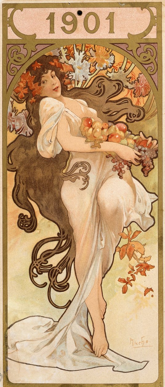 Kalenteri vuodelle 1901, c1900. tekijältä Alphonse Mucha