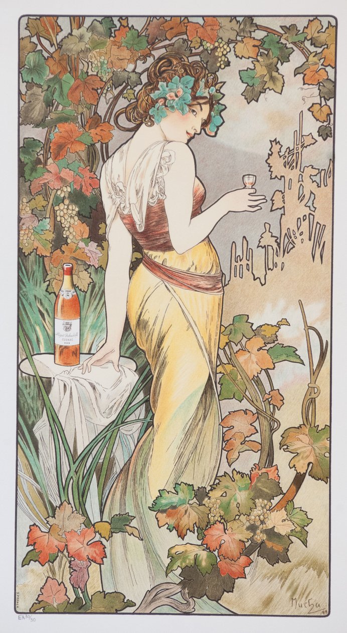 Cognac Bisquit, noin 1899 tekijältä Alphonse Mucha