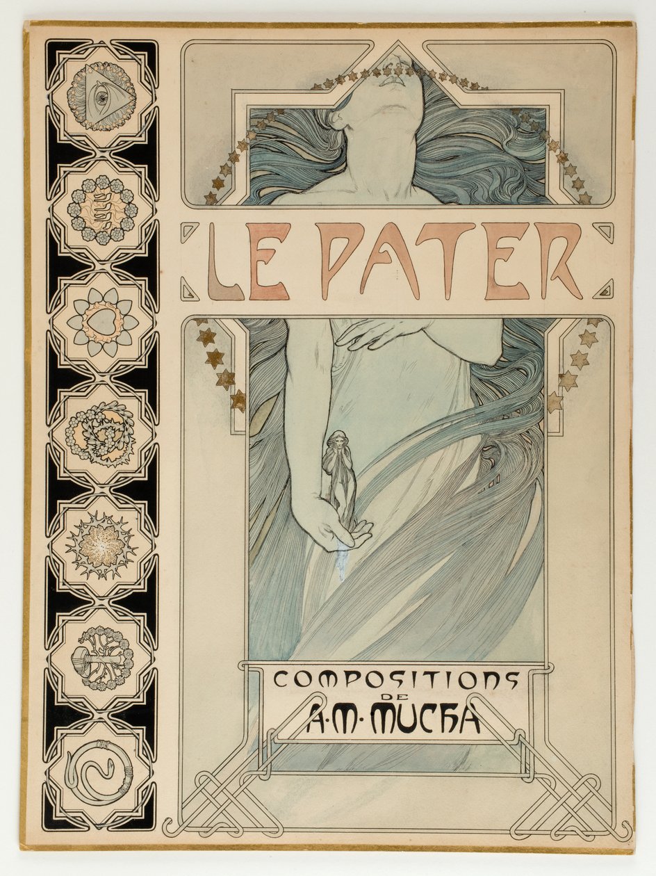 Kannen suunnittelu kuvitetun painoksen Le Paterille tekijältä Alphonse Mucha