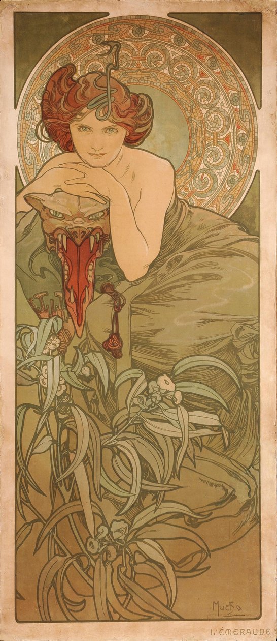 Smaragdi sarjasta Jalokivet tekijältä Alphonse Mucha