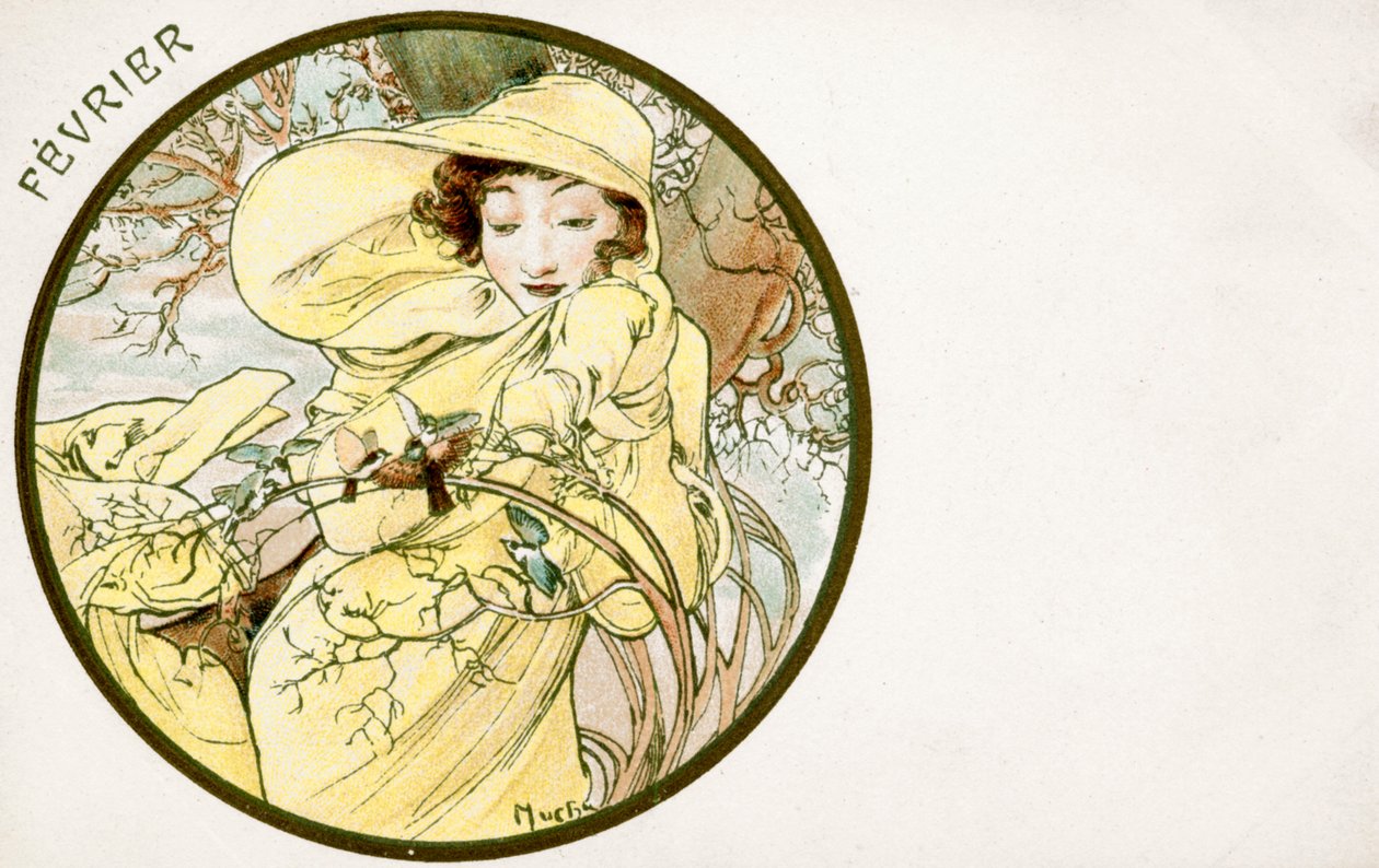 "Helmikuu", 1900 tekijältä Alphonse Mucha