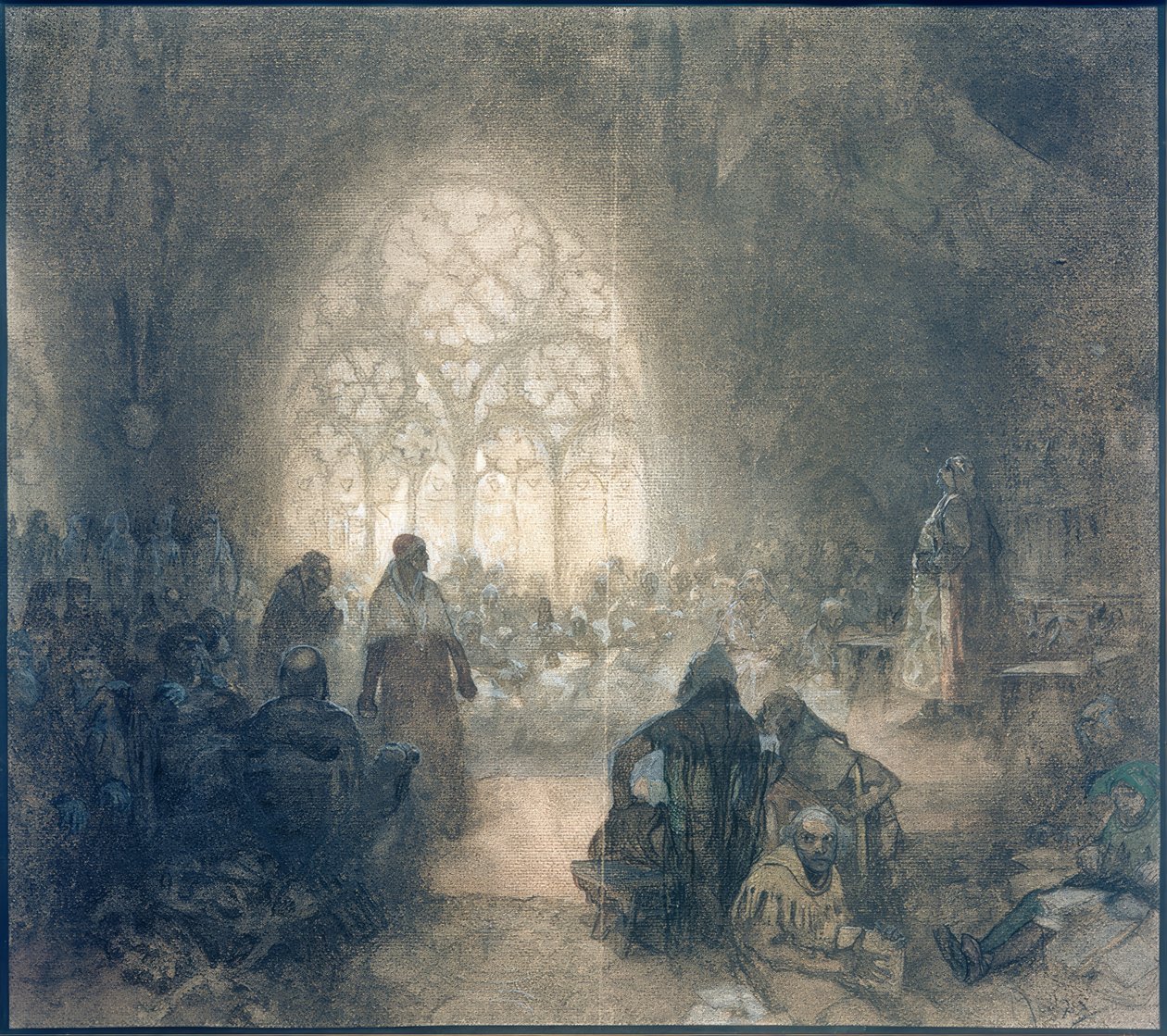Georg von Podebrad u. Papstlegat F. de Valle, 1462 tekijältä Alphonse Mucha