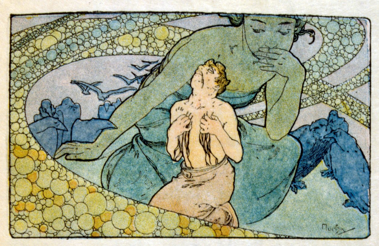 Alphonse Muchan kuvitus ranskalaisen kirjailijan Anatole Francen teoksesta "Clio". 1900. Mucha (1860 1939). oli tšekkiläinen jugendmaalari tekijältä Alphonse Mucha