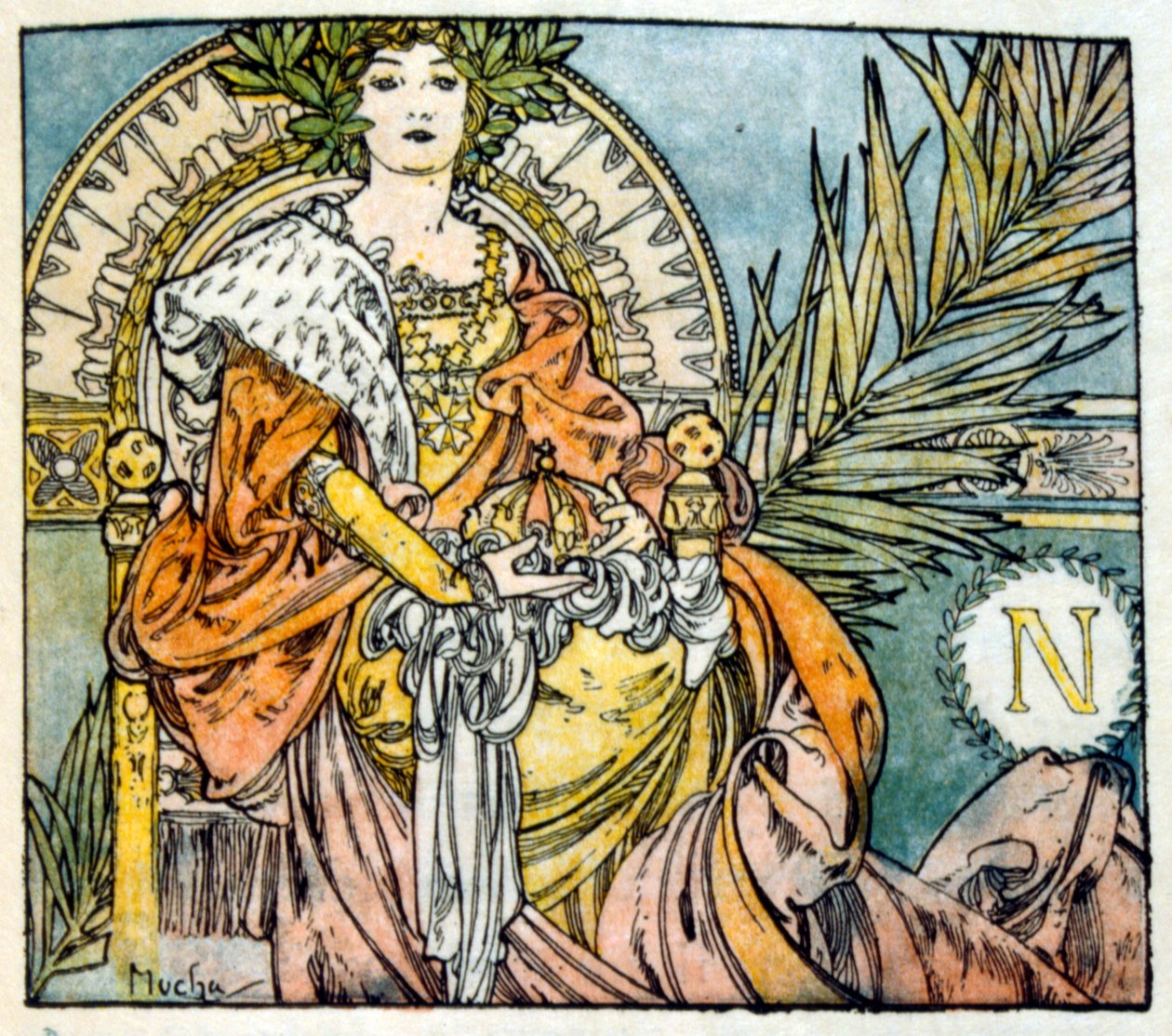 Alphonse Muchan kuvitus ranskalaisen kirjailijan Anatole Francen teoksesta "Clio". 1900. Mucha (1860 1939). oli tšekkiläinen jugendmaalari tekijältä Alphonse Mucha