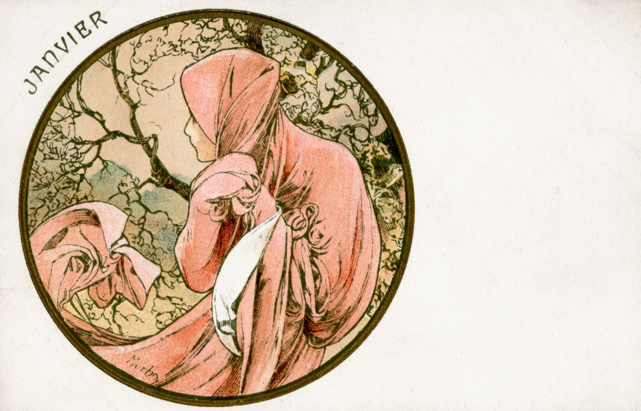 "Tammikuu", 1900 tekijältä Alphonse Mucha