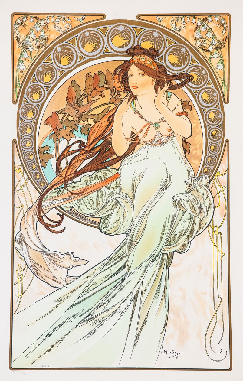 La Musica sarjasta The Arts, 1898. tekijältä Alphonse Mucha