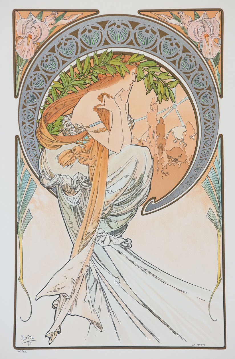 La Poesia sarjasta The Arts, 1898. tekijältä Alphonse Mucha