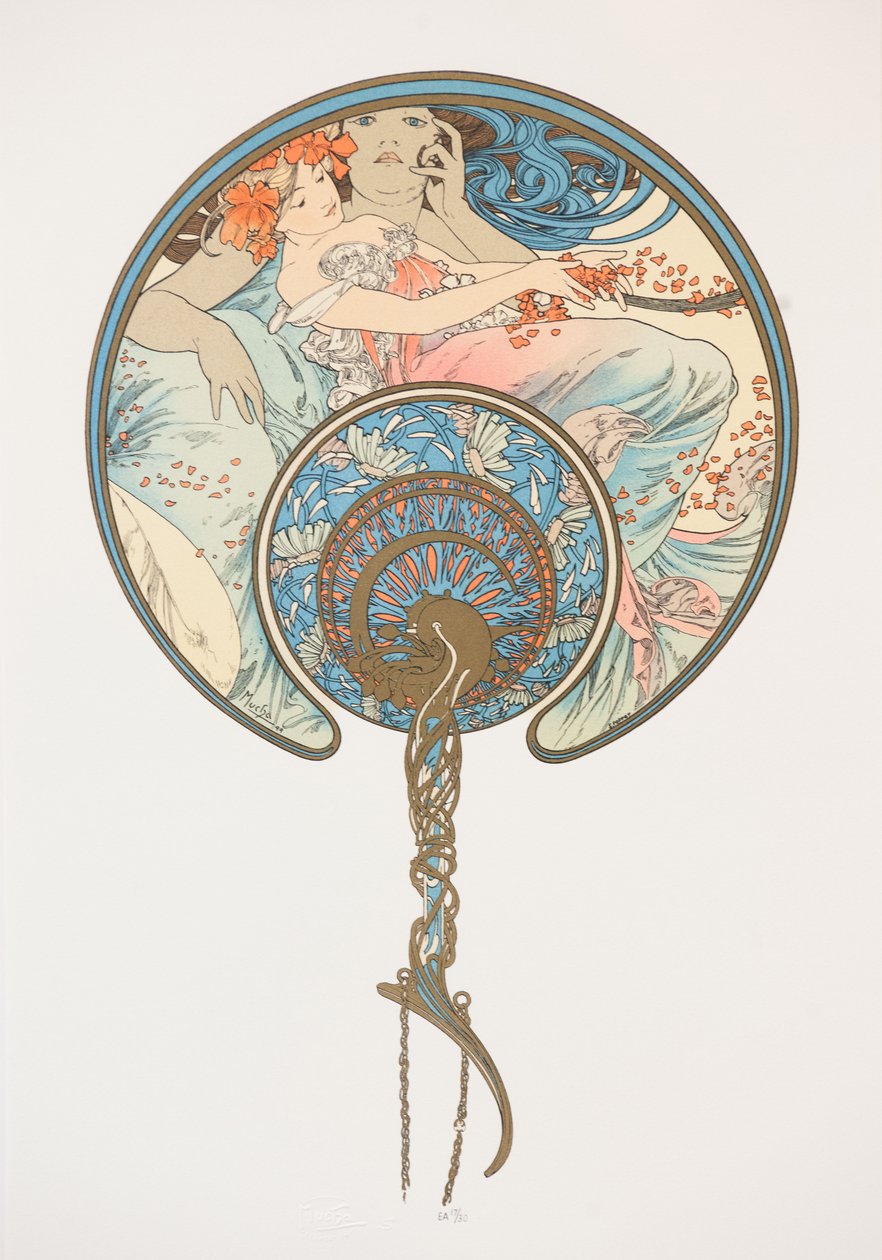 Kulkeva tuuli kantaa nuoruuden pois. Fani, 1899. tekijältä Alphonse Mucha