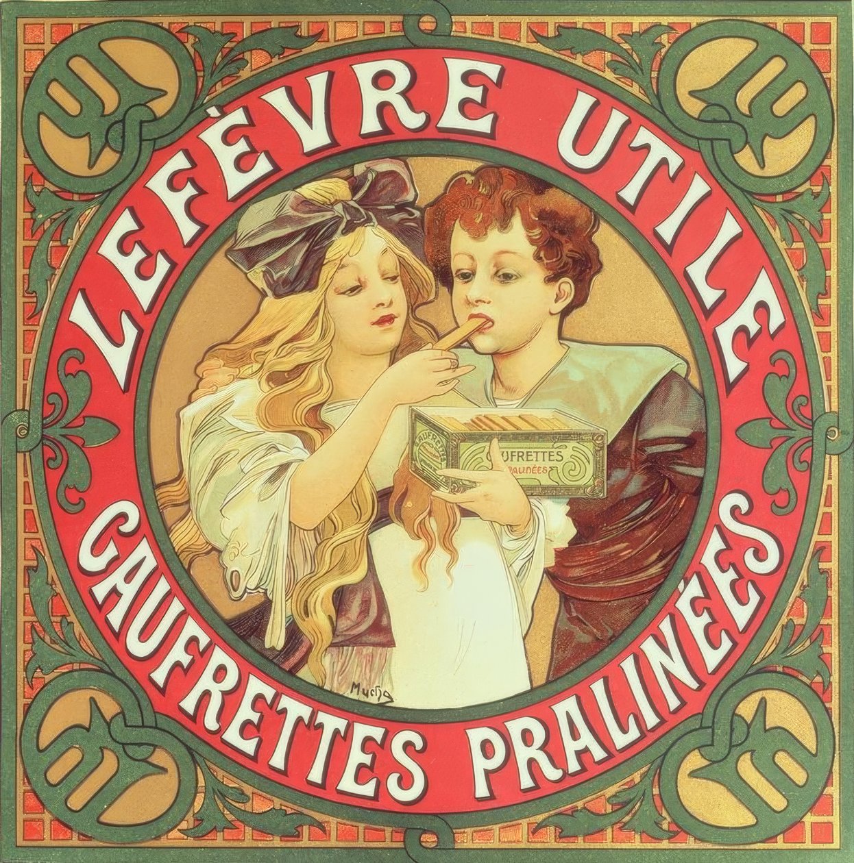 Lefèvre-Utile / Gaufrettes pralinées tekijältä Alphonse Mucha
