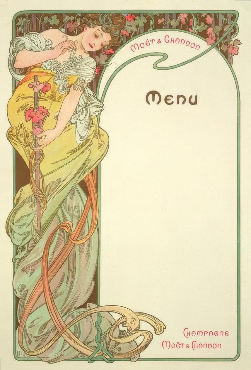 Moët & Chandon / Menu tekijältä Alphonse Mucha