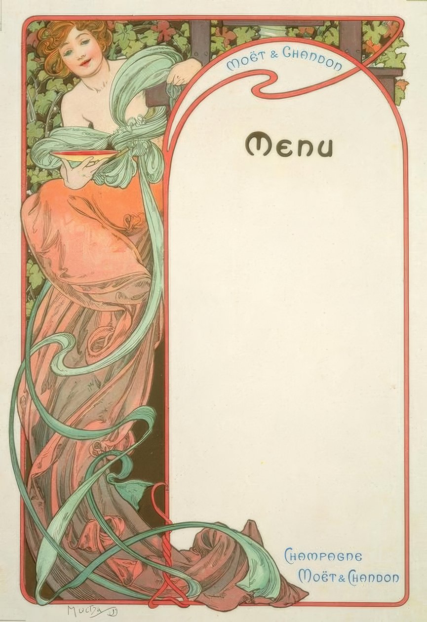 Moët & Chandon / Menu tekijältä Alphonse Mucha