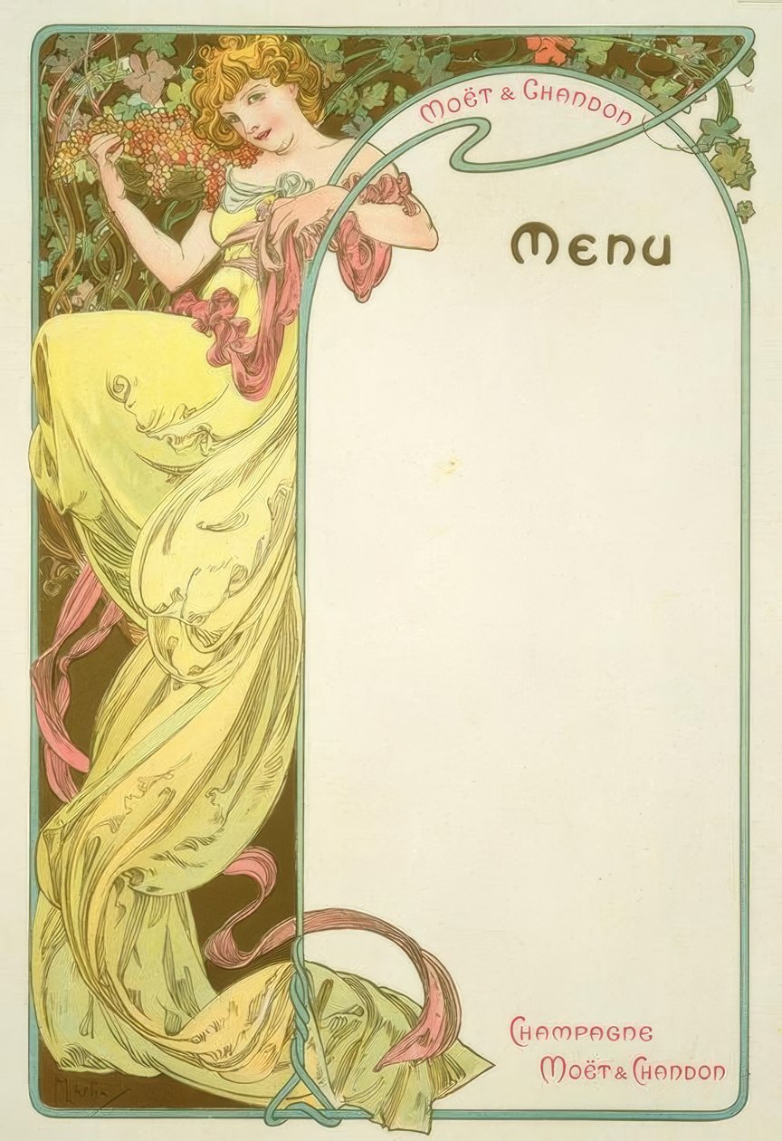 Moët & Chandon / Menu tekijältä Alphonse Mucha