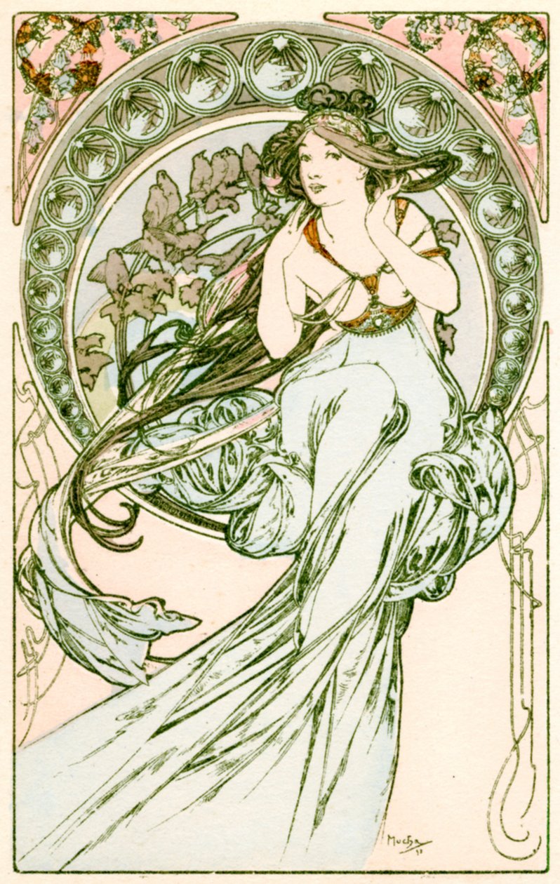 "Musiikki", 1900 tekijältä Alphonse Mucha