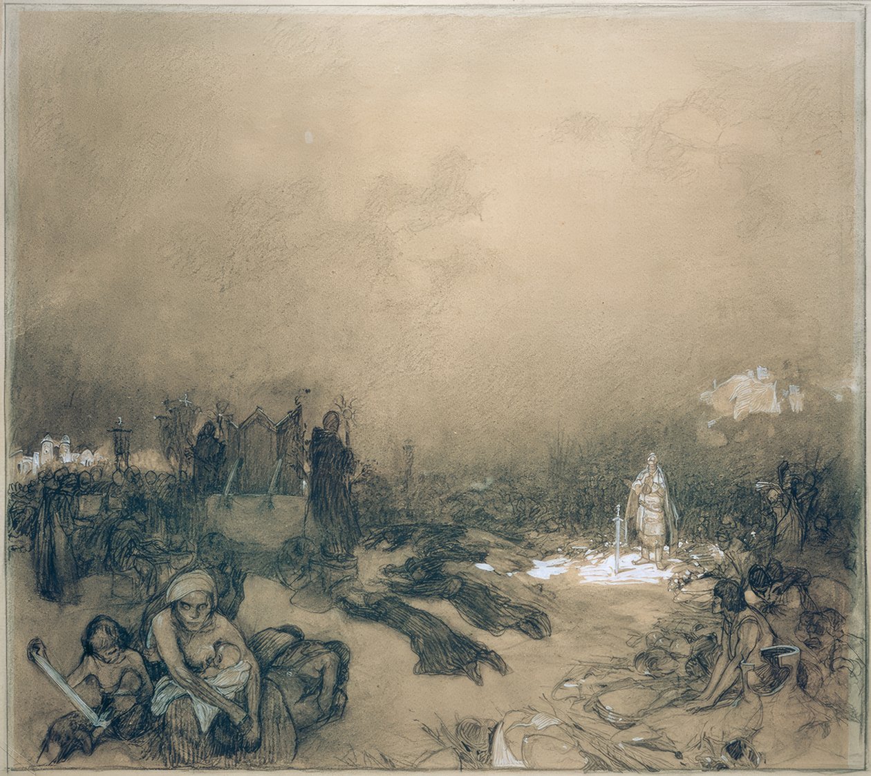 Taistelun jälkeen Vítkov-vuorella tekijältä Alphonse Mucha