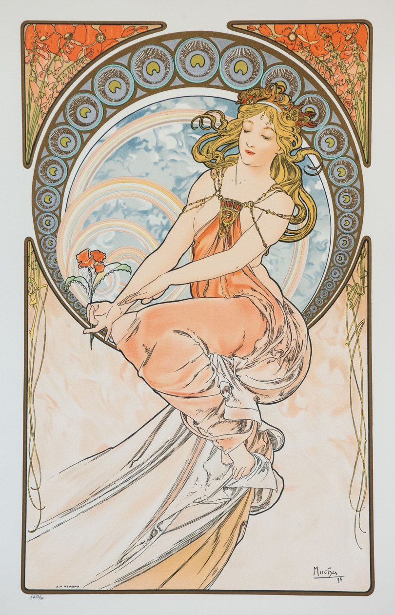 Maalaus sarjasta The Arts, 1898. tekijältä Alphonse Mucha