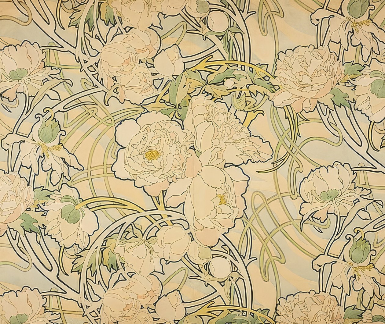 Pionit. 1897 tekijältä Alphonse Mucha