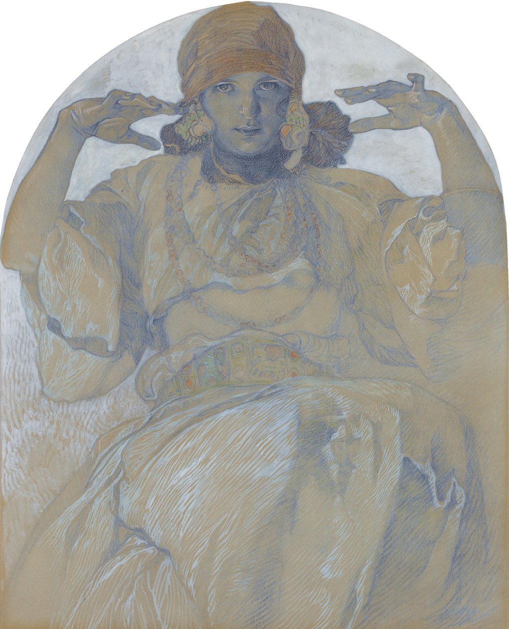 Taiteilijoiden muotokuva Tytär, Jaroslava, n. 1924 tekijältä Alphonse Mucha