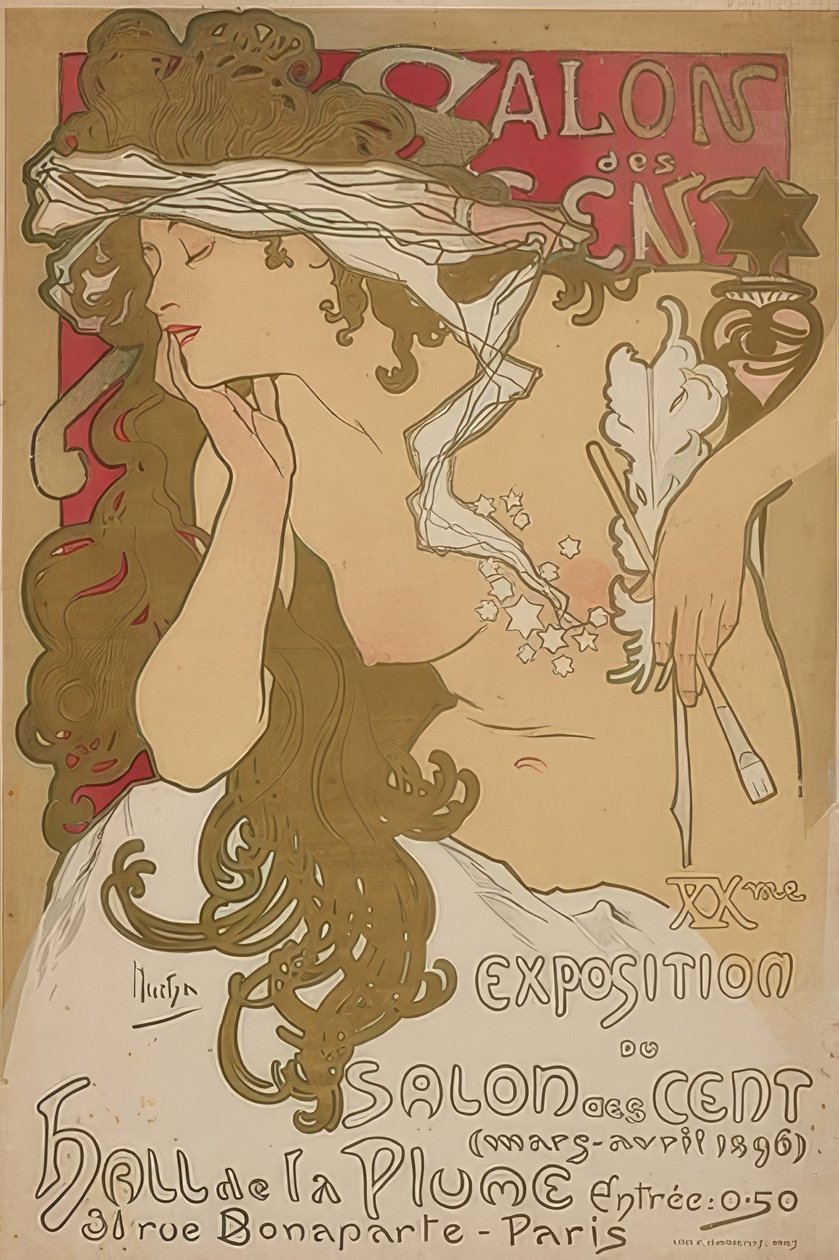 Salonki / des / senttiä. Ranska, Pariisi, 1896 tekijältä Alphonse Mucha